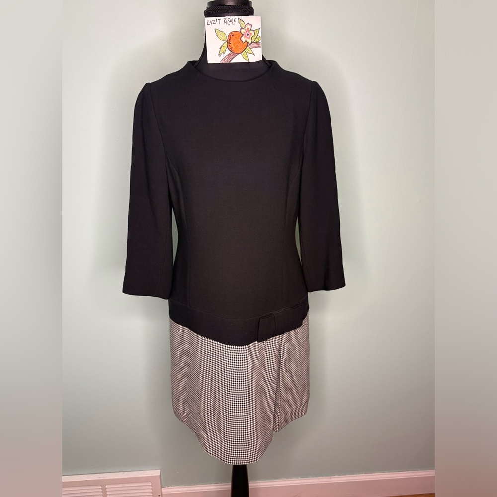 Kate Spade New York Houndstooth Caravelle Drop-Waist Dress w/ Bow
Size 4